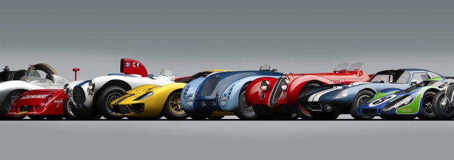 1967 Ford GT40, 1938 Alfa Romeo 8c 2900MM Spyder, 1964 Shelby Daytona Coupe and the 1970 Porsche 917 LH by Michael Furman